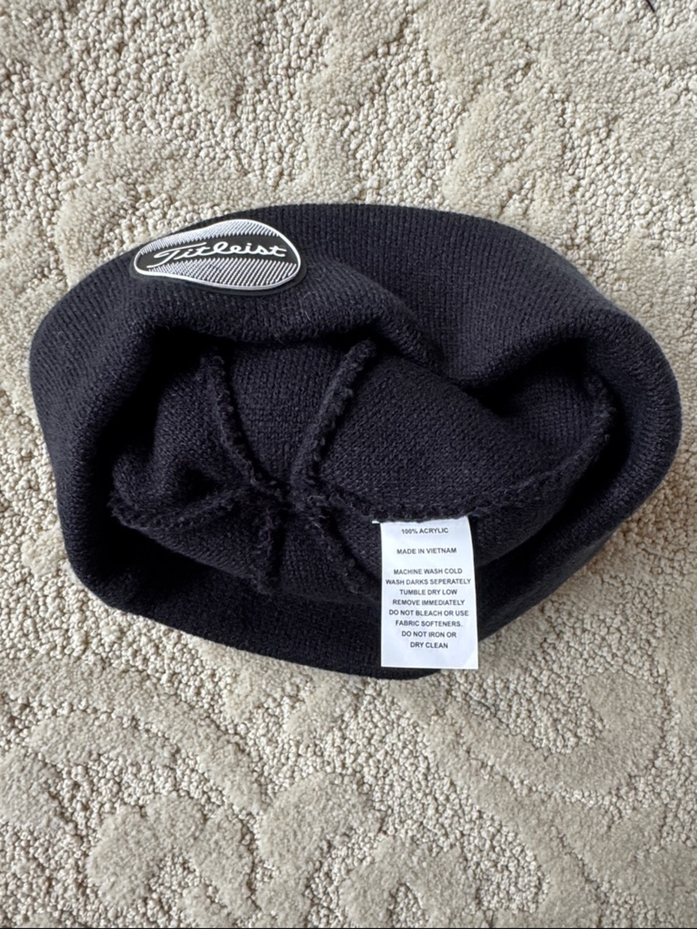 Titleist Black Beanie Hat with Top Pom - Picture 4 of 4